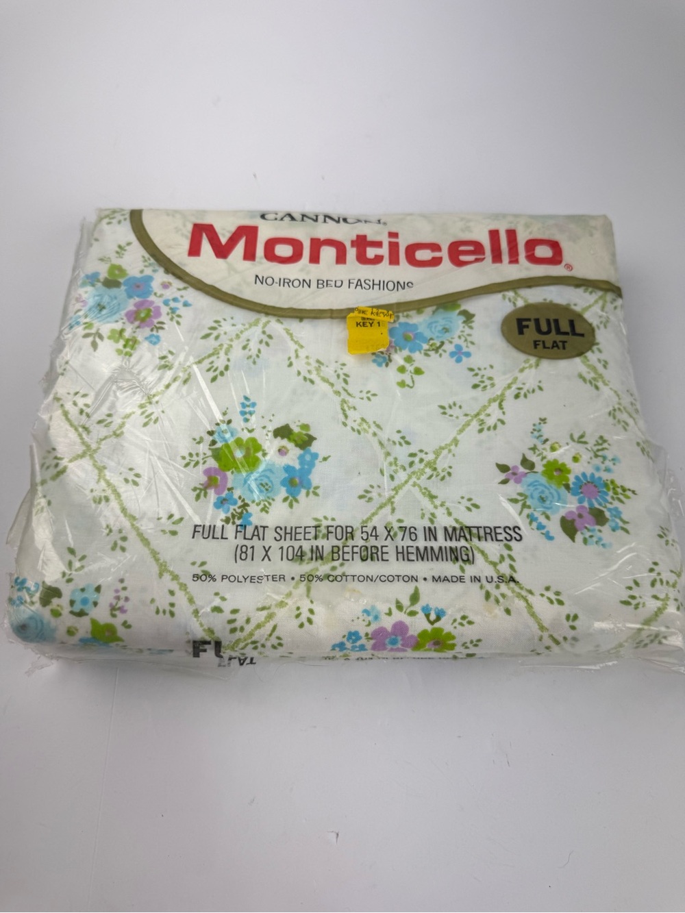 Cannon Monticello Plantation Bouquet Floral Full Flat Sheet Vtg 1970’s Flowers